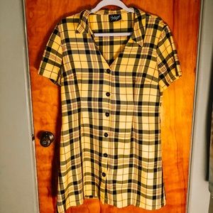 plaid reclaimed vintage button down dress🍎